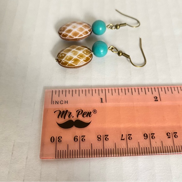 Handmade Turquoise Tone & Honeycomb Style Earrings - Picture 2 of 2